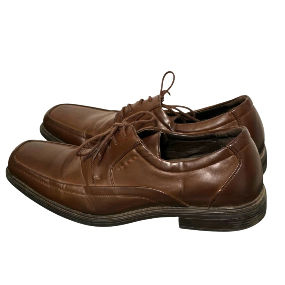 Robert David Brown Square TOE Lace Up Dress Shoe Mens 10.5 Vegan Leather‎